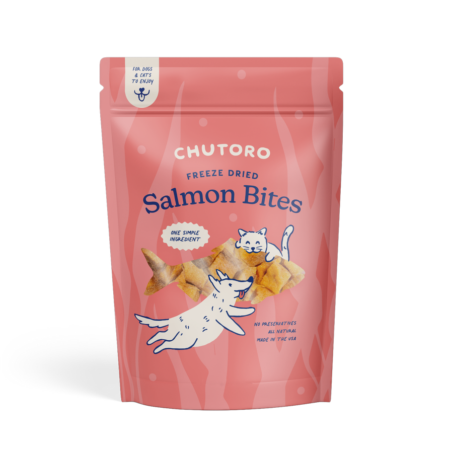 Chutoro Pets Salmon Bites bag - freeze dried single-ingredient wild salmon treats for dogs and cats