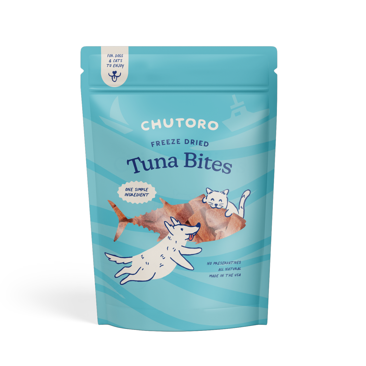 Chutoro Pets Tuna Bites bag - freeze dried single-ingredient tuna treats for dogs and cats